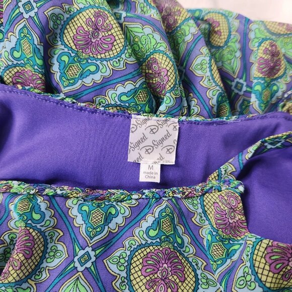Disney D Signed Juniors Medium Dress Lined Purple Green - Picture 2 of 6